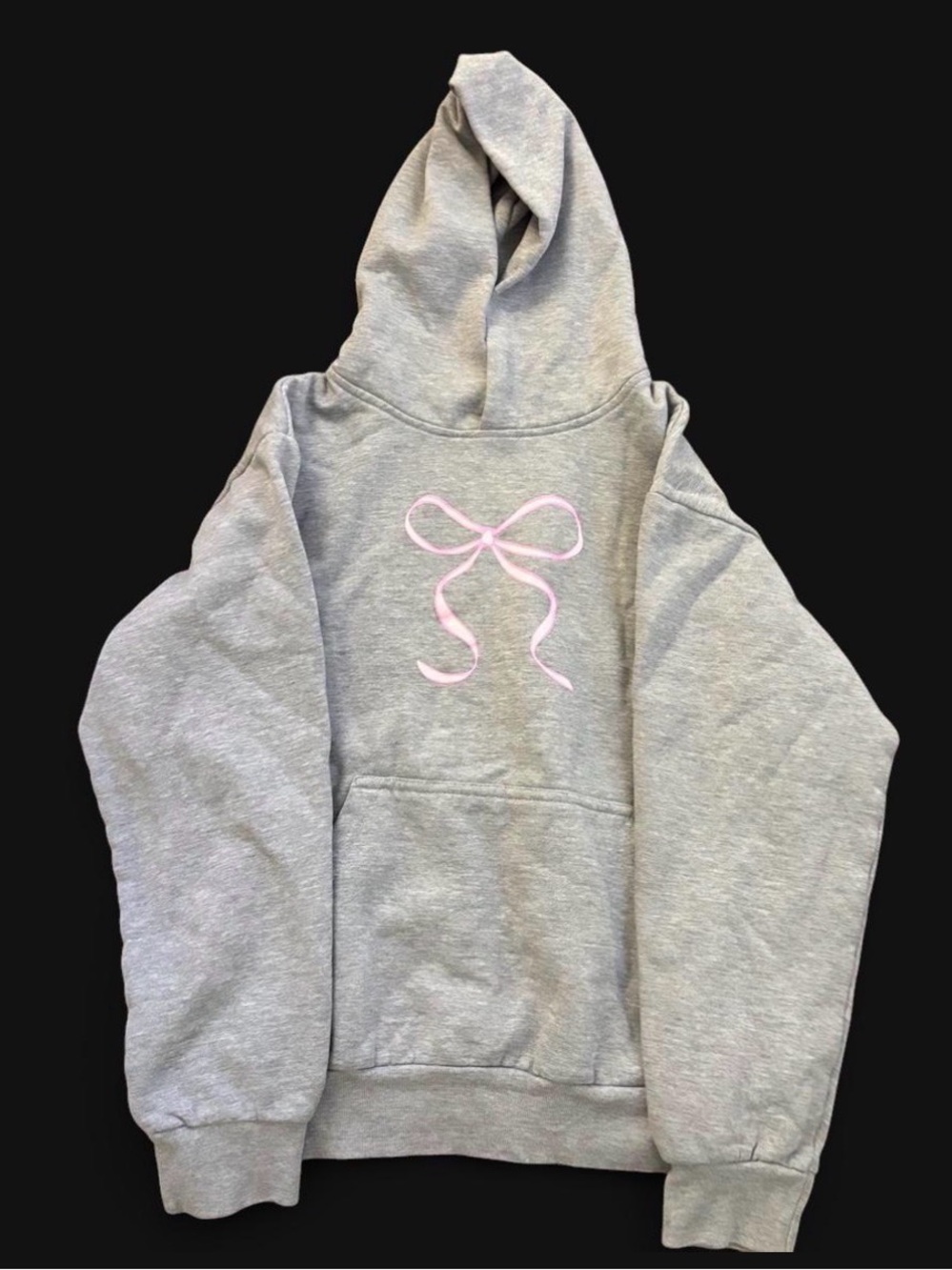 PacSun Gray Hoodie with Pink Bow Embroidery